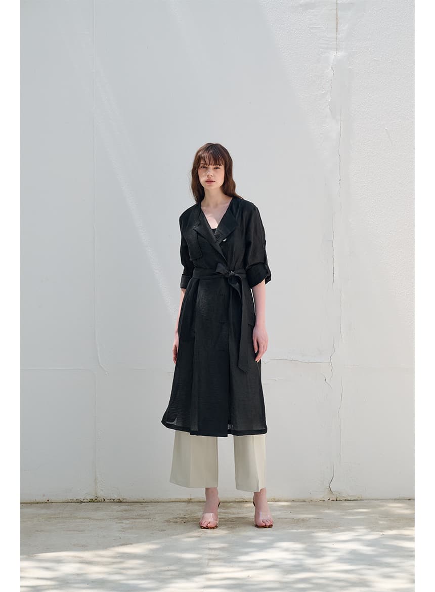 [FREAKS] Hot Summer Linen Blending High-Waisted Trench Dress 4