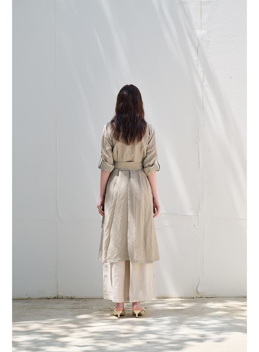 [FREAKS] Hot Summer Linen Blending High-Waisted Trench Dress 5