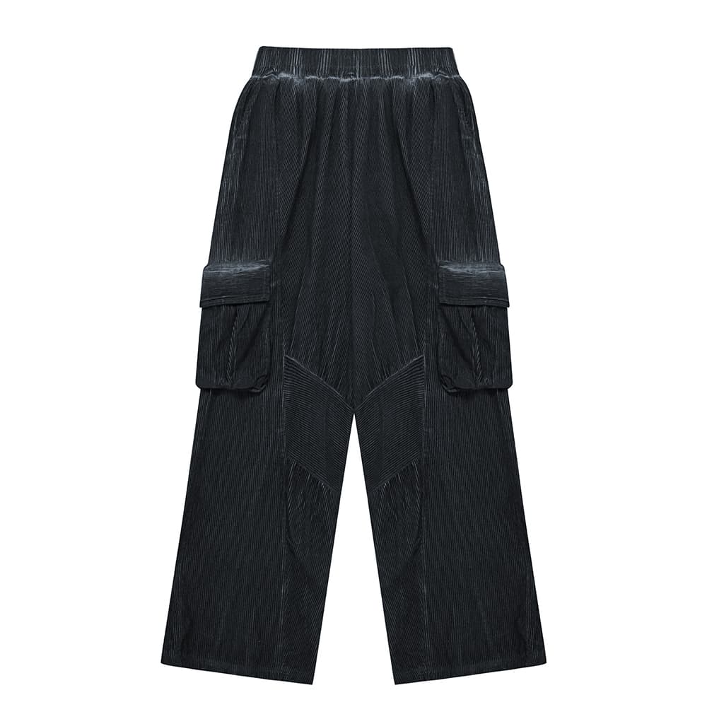 [SSERPE] DYEING CORDUROY CARGO   BANDING PANTS DIRTY BLACK 9