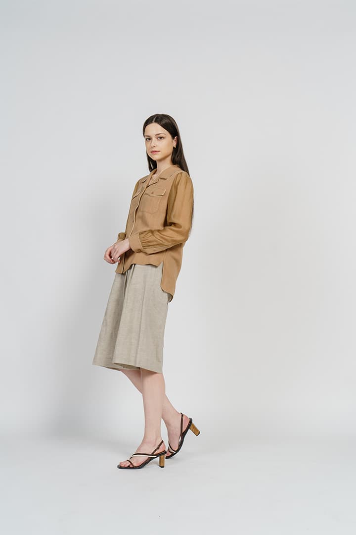[FREAKS] Linen Piping Summer Blouse 5