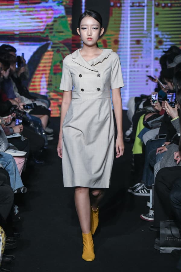 [FREAKS] Asymmetrical Structural Neckline 100% Summer Wool Summer Suit Dress 8