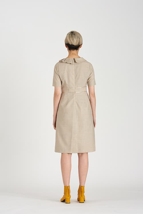 [FREAKS] Asymmetrical Structural Neckline 100% Summer Wool Summer Suit Dress 3