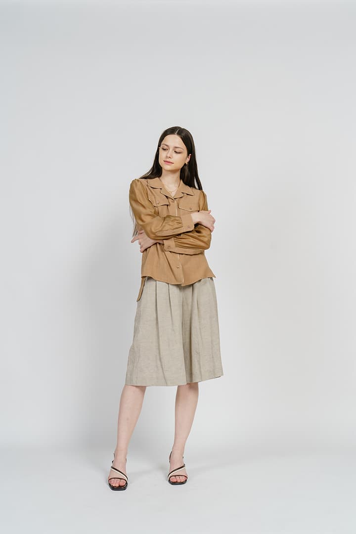 [FREAKS] Linen Piping Summer Blouse 8