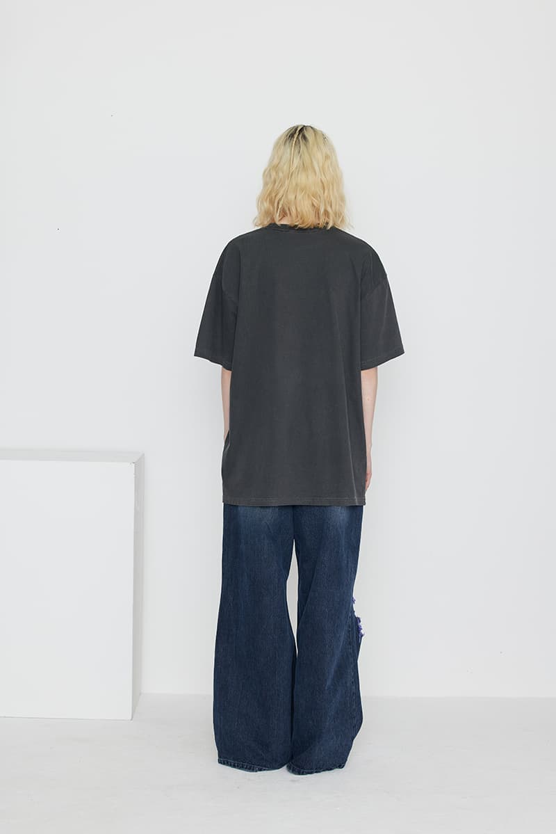 [SSERPE] DESTROYED KNEE WIDE DENIM PANTS 5