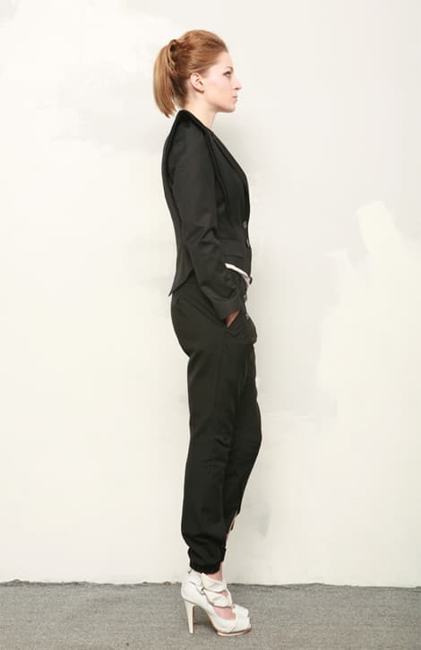 [FREAKS] Front Ankle Slit Wool Blend Skinny Slacks 3