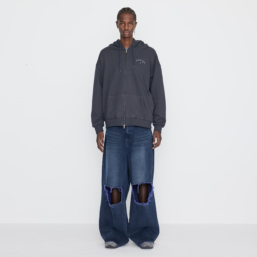 [SSERPE] DESTROYED KNEE WIDE DENIM PANTS 2