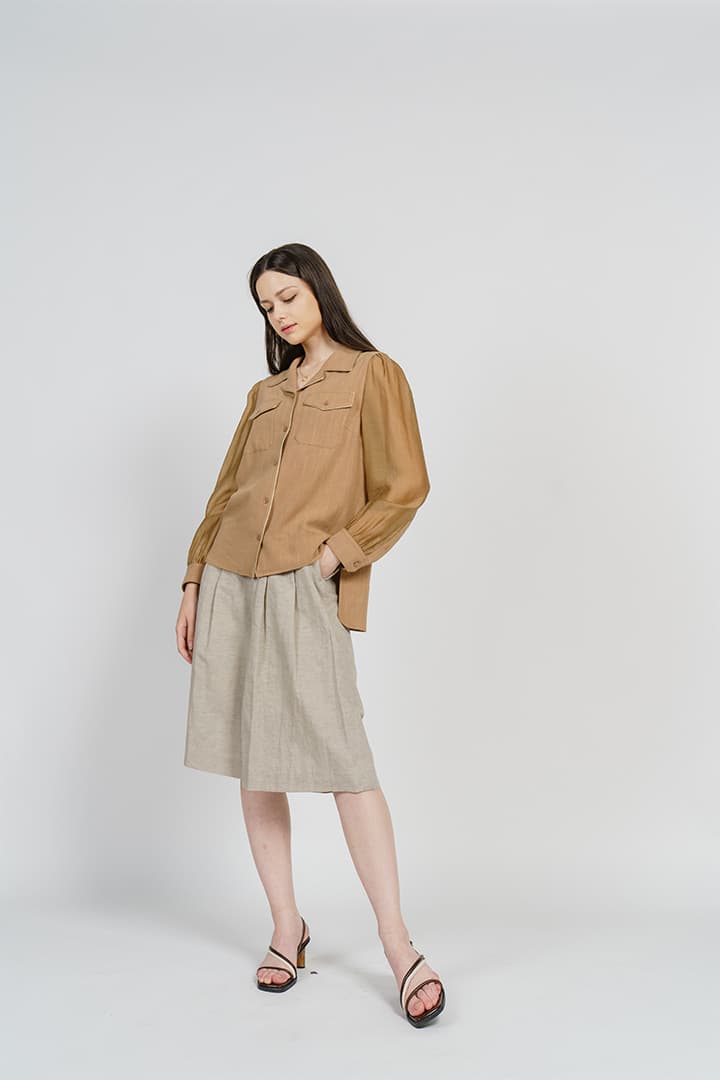 [FREAKS] Linen Piping Summer Blouse 4