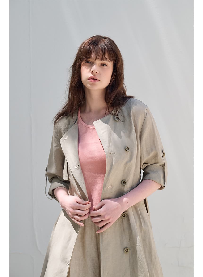 [FREAKS] Hot Summer Linen Blending High-Waisted Trench Dress 4